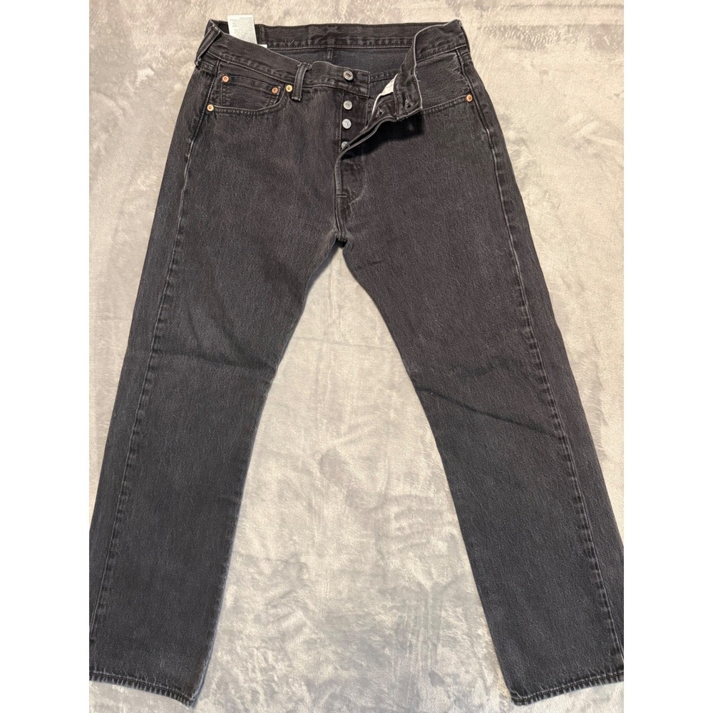 Levi's 501 Jeans Mens (30X28) 34x32 Black Straight Leg Button Fly Denim Pants